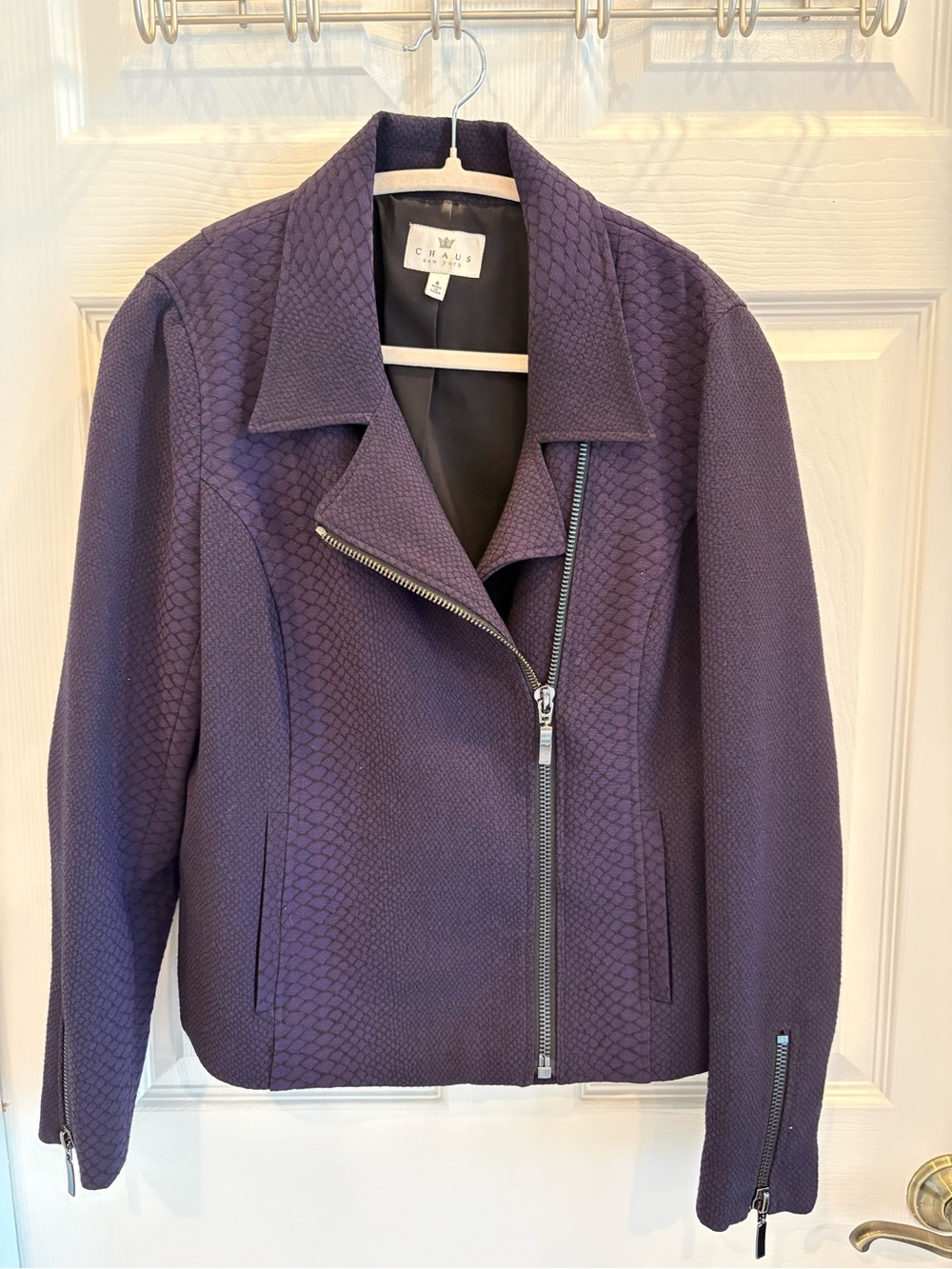 Chaus Textured Purple Moto-Style Jacket